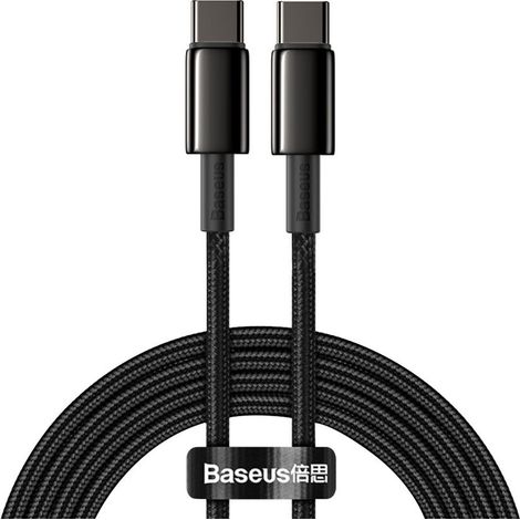 USB-C – USB-C-Schnellladekabel 100 W, 2 m – komplett schwarz (1/5)