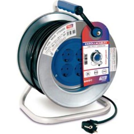 FPLUS prolongador 50 m.3x1.5 mm.chas.met. , Prolongador chasis metalico REF. 770500 cable de  3 x 1.5 mm.        en 50 mtrs. 250V – 16A 3.500W con 4 (2P+T) con termostato