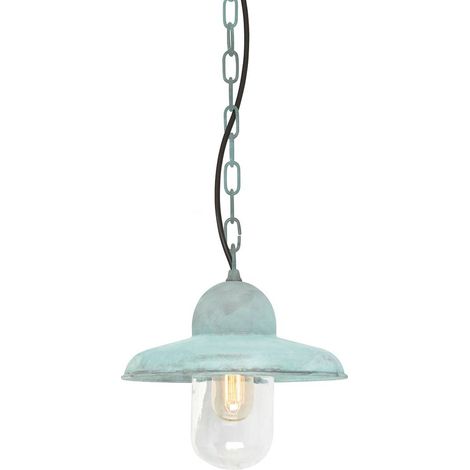 Elstead Somerton - Lanterna a Catena da Soffitto da Esterno 1 Luce Verdigris IP44, E27 (1/2)