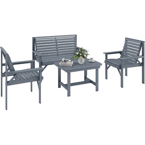 Outsunny 4 Seater Garden Furniture Sofa Set with Curved Seat, Grey
