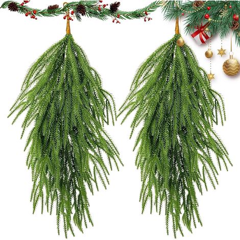 Guirlande de pin Artificielle, réaliste, résistante aux intempéries, Guirlande de Noël pour manteau de cheminée Pour intérieur, cheminée, porte, porche, escalier, rampe, table, (1/5)