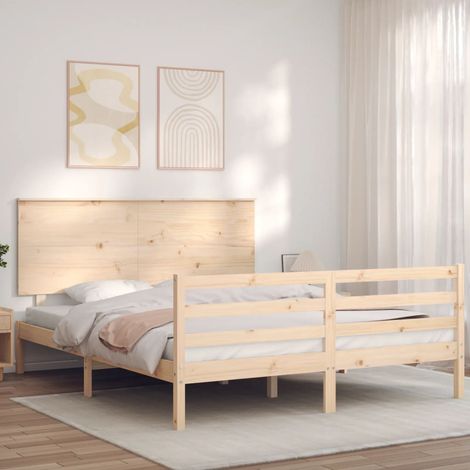Bed Frame without Mattress King Size Solid Wood vidaXL (1/5)