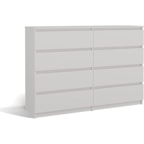 Cómoda moderna grande con 8 cajones - Blanca, espaciosa, para el dormitorio, la sala de estar y la habitación infantil. (1/5)
