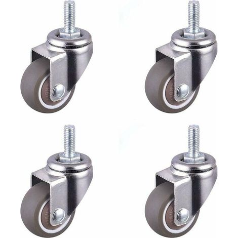 Schwerlast-Lenkrolle, Gummi-Gewindeschaftrollen, Stuhl-Ersatzrolle, Mini-Möbelrollen, Schwerlast-Gewinderollen für Trolleys, M6 x 15 mm, Durchmesser 25 mm, 4 Stück