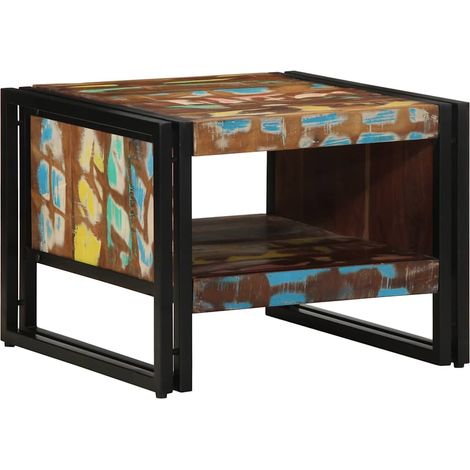 Couchtisch Mehrfarbig 50x50x38 cm Altholz Massivholz