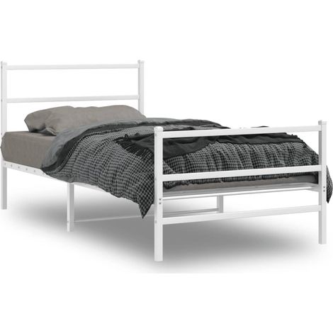 Maison Exclusive - Cadre de lit métal sans matelas et pied de lit blanc 100x190 cm (1/5)