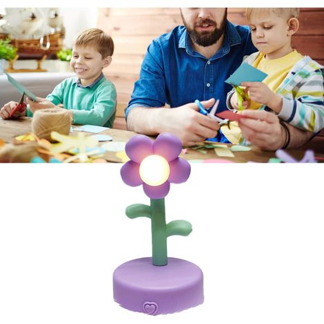 [Lampe de Table] - Lumière Cute Fleur Portative - Lampe de Bureau Décorative Violette pour Bureau et Chambre - En Plastique - Sans Batteries AAA - 1 Pièce (1/5)