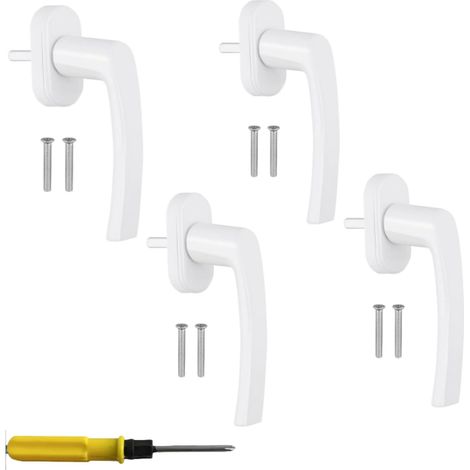Lot de 4 poignées de fenêtre en aluminium, poignées de fenêtre en aluminium noir poignée de porte fenêtre longueur 35 mm serrure pou (1/5)