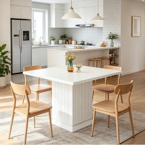Mesa de comedor cuadrada moderna 90 x 90 cm blanca OKWISH (1/5)