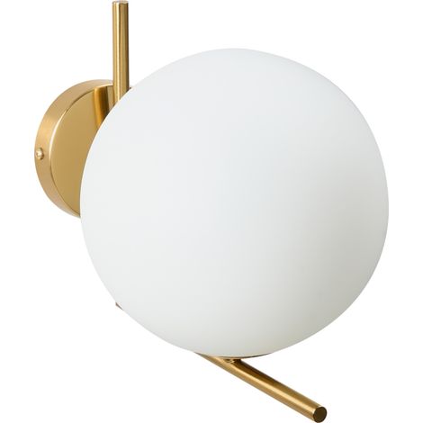 Lámpara de pared moderna pantalla redonda de vidrio base de metal dorado Lizonne