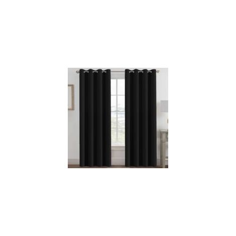 Verdunkelungsvorhänge fürs Schlafzimmer, wärmeisolierende Vorhänge fürs Wohnzimmer (96 Zoll), energieeffiziente Vorhänge für Terrassentüren (tiefschwarz, 1 Stück, B 132 x H 160 cm) - Crezuo (1/4)