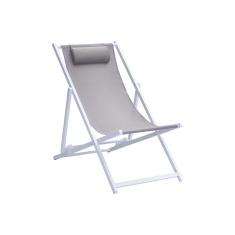 Strandkorb aus weißem Aluminium und taupefarbenem Textilene MALIGI HOME MG-CORINNA Tortora (1/2)