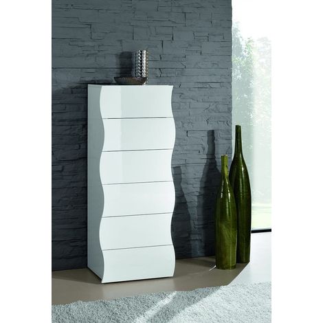 Chiffonnier moderne H 122 cm laqué blanc Onida (1/4)
