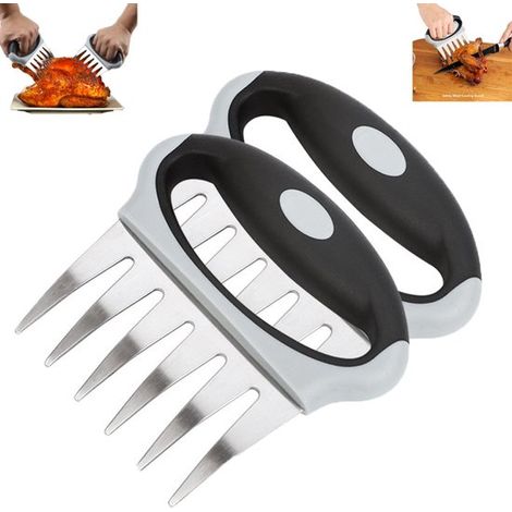 Paquete de 2 desmenuzadores de carne con forma de garra de oso - Garras para desmenuzar carne a la barbacoa - Gris oscuro - Adecuados para desmenuzar carne (1/5)