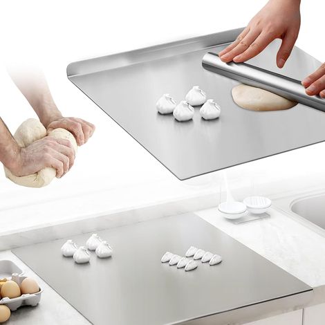 Planche À Découper En Acier Inoxydable 40 X 30 cm Planche À Pétrir Inox, Planche à Découper Inox Planches À Découper Avec Bord D'arrêt Plan De Travail De Cuisine Pour Cuisine, Bar, Restaurant (1/5)