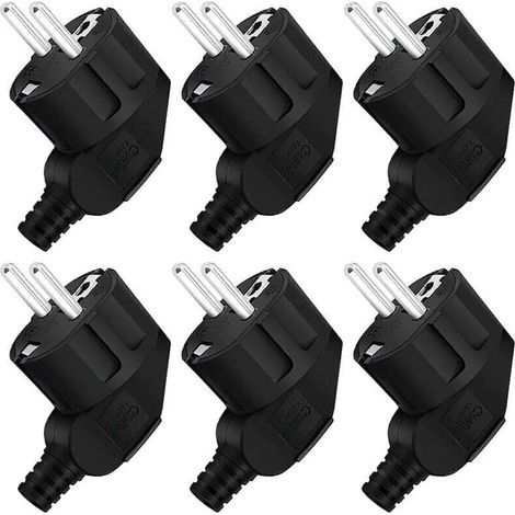 pair Prise Electrique, 6 Pièces Prise Electrique Male, Fiche Electrique Male 250V 16A, Prise Male Etanche Exterieur, pour Les Câbles de 8 à 10 mm Fiche Noir (1/4)