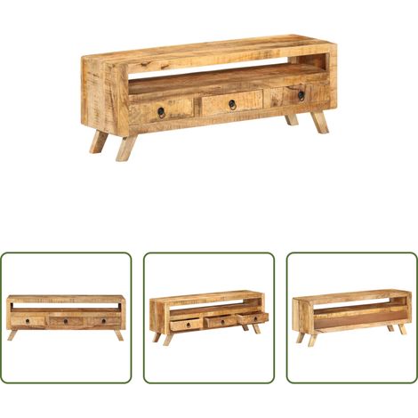 Meuble tv élégant -  Meuble TV 110x30x40 cm Bois massif de manguier (1/5)