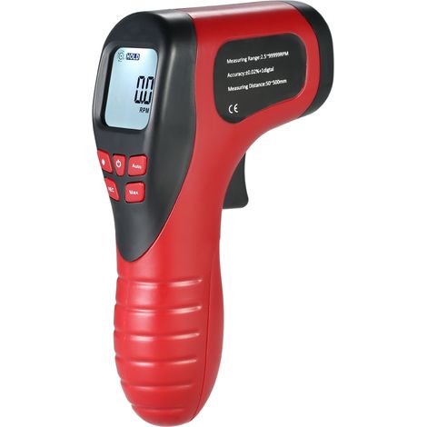 Tachymètre photo numérique LCD portable, laser sans contact, plage de tachymètre 2,5-99999 tr/min, compteur de vitesse du moteur avec 1 ruban réfléchissant (1/5)