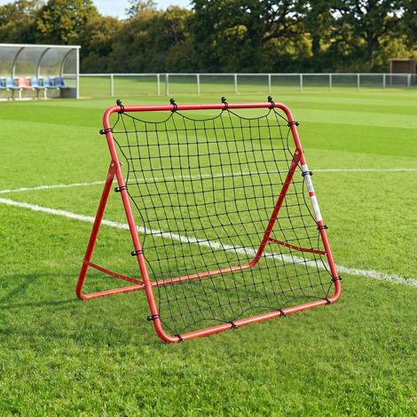 Filet de Rebond Football Portable, 5 Angles Réglables en Acier et Nylon à Double Couche, 103x72x89cm, Rouge (1/5)