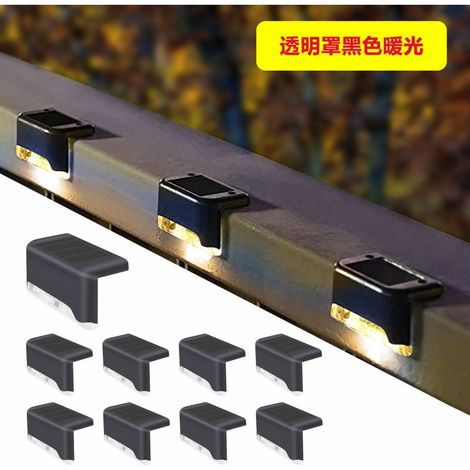 Lampes Solaires Marches – Lot 8 – LED Chaude, Coque Noire – Clôture, Balustrade, Escalier, Jardin (1/5)