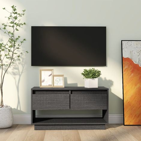 Meuble TV, Banc TV, Support pour Téléviseur, Meuble de Salon Gris 74x34x40 cm Bois de pin massif YHJ86007 (1/5)