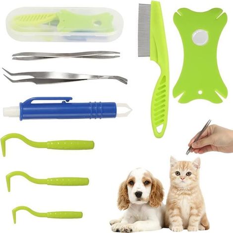 Pince à tiques 8 en 1 avec étui,pince à tiques humaine,pince à tiques pour chien,carte à tiques,kit complet pour enlever les tiques (1/4)