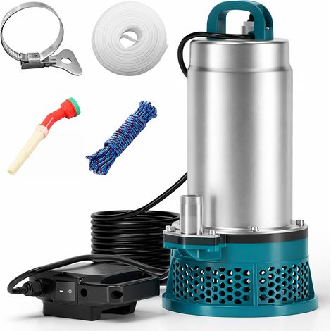 Pompe submersible compatible avec batterie 18 V – Pompe à eau sans fil avec tuyau de 10 m, câble de raccordement de 5 m, idéale pour piscine, lit à eau, arrosage du jardin (pas de batterie) (1/5)