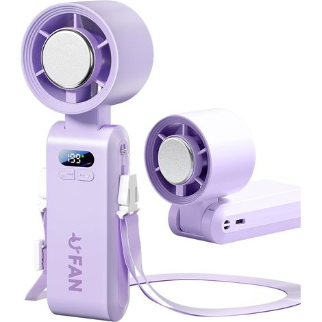 Ventilateur portable rechargeable main avec fonction refroidissement glace turbo mini ventilateur pliable 1–199 vitesses écran digital voyage camping extérieur été (1/5)
