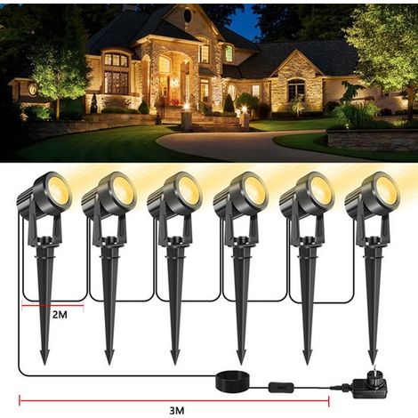 LED Außenstrahler, Niedervolt Gartenbeleuchtung (IP65 wasserdicht) mit EU Stecker, 3000K warmweiße Strahler für Garten, Fahnenmast, Haus, Bäume u (1/5)