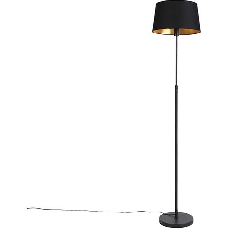 QAZQA Lampada da terra con paralume parte fl - Classico - Cotone,Acciaio - Nero - Cilindro/Oblungo/Tondo Max. 1 x Watt (1/4)