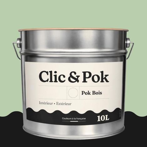 Peinture Bois Extérieur – POK BOIS - 10L - RAL 6019 - Vert blanc- Résistante aux intempéries - Ne s'écaille pas