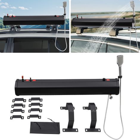 Douche de toit 30L – Auto-pressurisée 1,6 bar, réservoir PVC, chauffage solaire, tuyau 1,7 m – Pour surf, camping, off-road, VTT (1/5)