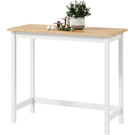 Table de bar, aspect chêne, compacte, pour 2 personnes, bois naturel et blanc (1/5)