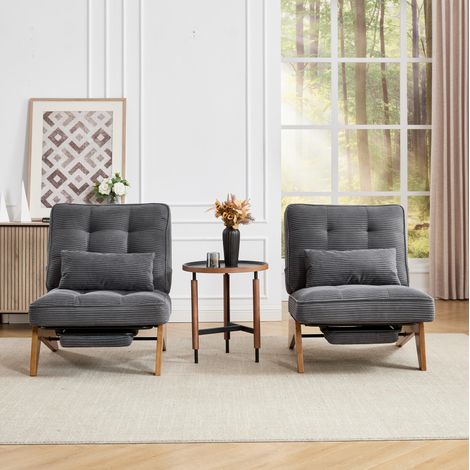 Fauteuil relax inclinable 127x73x90 cm gris foncé avec repose-pieds, tissu et bois MEUBLIV (1/5)