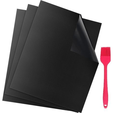 Tapis de Cuisson Barbecue, Tapis Barbecue Set, Non Stick Four en Téflon Tapis de Cuisson, Réutilisable, Nettoyage Facile et Anti-adhérent, Peut être coupé (4 pcs, 33 40 cm) (1/5)