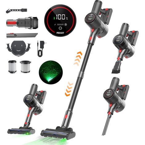 Aspirateur Balai Sans Fil Puissant Moteur Sans Balais, Écran LED & Lumière Verte Détection Poussière, Filtre HEPA 6 Niveaux (1/5)