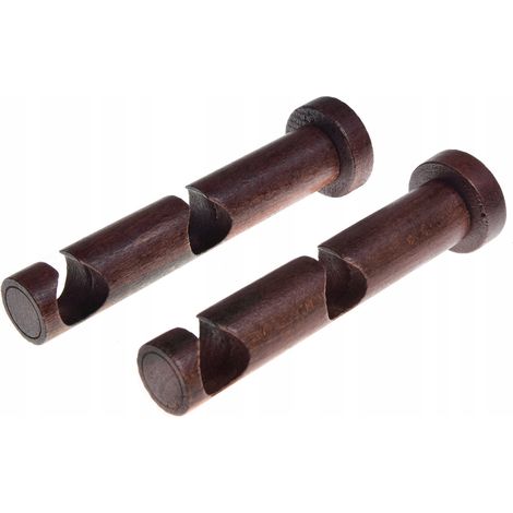 Soporte doble de madera para barra de cortina de 20 mm de diámetro, caoba, 2 unidades. (1/5)