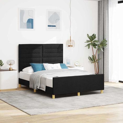 Bettgestell mit Kopfteil Schwarz 140 x 190 cm Stoff