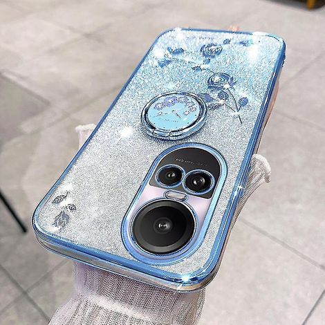 Coque anti-rayures à paillettes avec anneau et support pour Oppo Reno10 Pro 5G (global) / Reno10 5G (global) - Motif floral P-- (1/5)