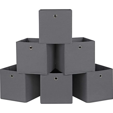 6 Scatole portaoggetti pieghevoli 30 x 30 x 30 cm grigio 120000129