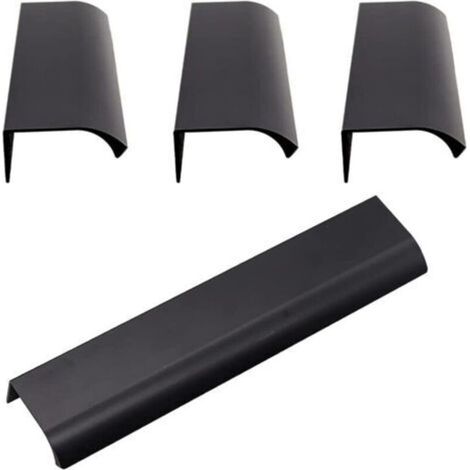 Maniglie invisibili per mobili, maniglie a scomparsa integrate a scorrimento per ante, cassetti e armadi, nere (120 x 32 x 18 mm) 4 pezzi