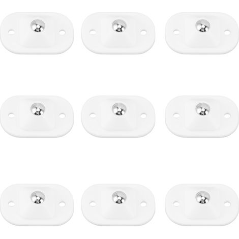 Lot de 12 roulettes pivotantes auto-adhésives en acier inoxydable, rotation à 360°, blanches. (1/5)