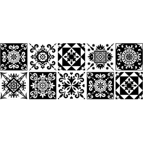 Credence Adhesive Pour Cuisine, Stickers Muraux Carrelage Adhesif Mural Salle de Bain, Autocollant Carreaux Adhesif Deco Cuisine, Noir et Blanc, 20 pieces, 15x15 cm (1/4)