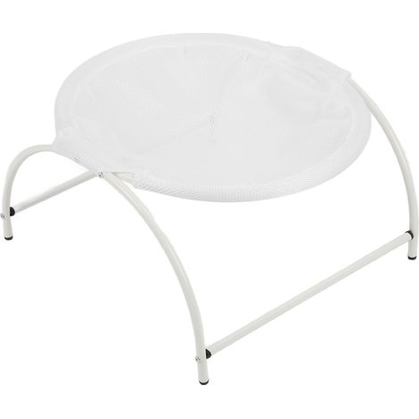 Lit pour chat et petit chien surélevé en toile et acier inoxydable, hamac détachable blanc, intérieur/extérieur. (1/5)