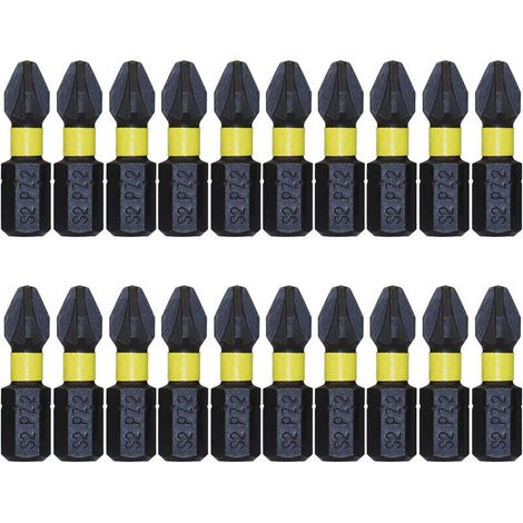 Lot de 20 embouts de tournevis à percussion PZ2 de 25 mm, embouts de perçage Pozi résistants aux chocs-AquaForge (1/5)