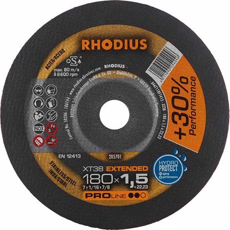 RHODIUS XT38, 25 Stück, 180 x 1,5 mm, Trennscheibe (1/4)
