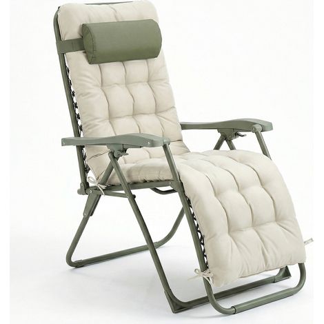CASABEL chaise pliante Zéro Gravité Vert sauge avec coussin