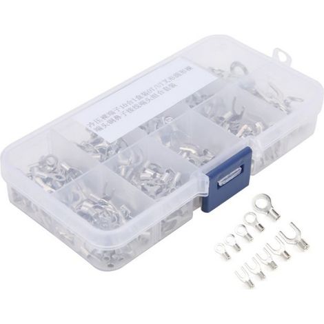 Connecteurs bornes type U anneau en laiton multi-tailles, pour sertissage, lot de 320 pièces, fixation électrique robuste pour câblage domestique et industriel (1/5)