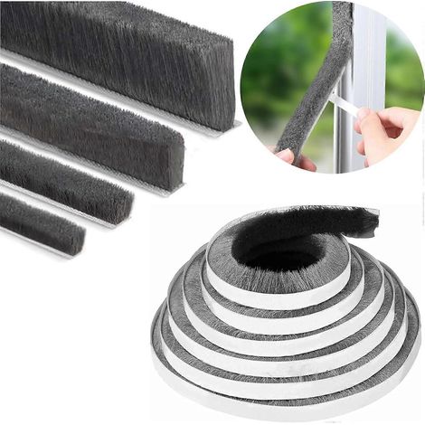 Joint d'étanchéité adhésif avec brosse pour fenêtres coulissantes et cadres de portes insonorisation anti-poussière et imperméable (1/5)