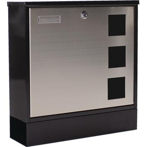 ROTTNER Briefkasten Design Höhe 380 mm Breite 370 mm Tiefe 120 mmschwarz Stahl DIN C4 (1/2)